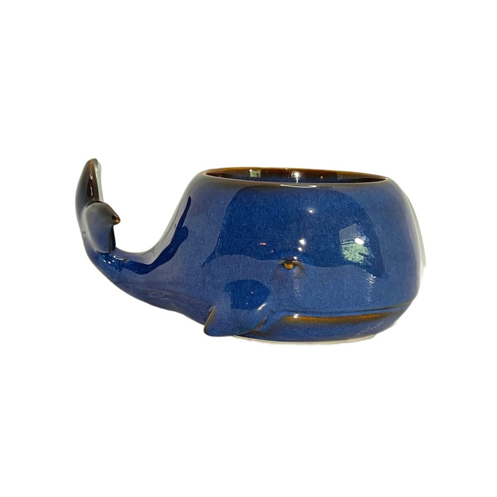 Bath & Body Works Blue Whale Ceramic 3-Wick Candle Holder Very Good Condition